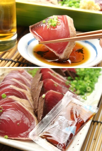 たたき程よく脂ののった赤身藁の香ばしい香り鮮やかな赤色は鮮度がいい証拠