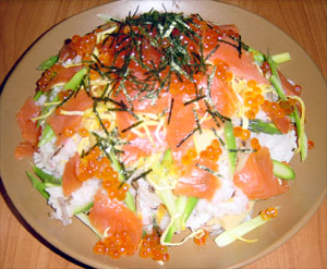 マルショウ料理レシピ　いくらの料理：おひな祭りのちらし寿司
