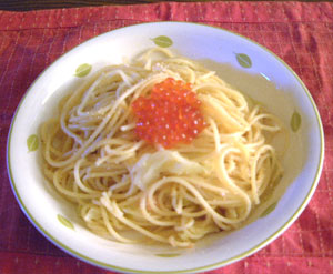 マルショウ料理レシピ　いくらの料理：簡単でおいし～い！たらこといくらのスパゲティ